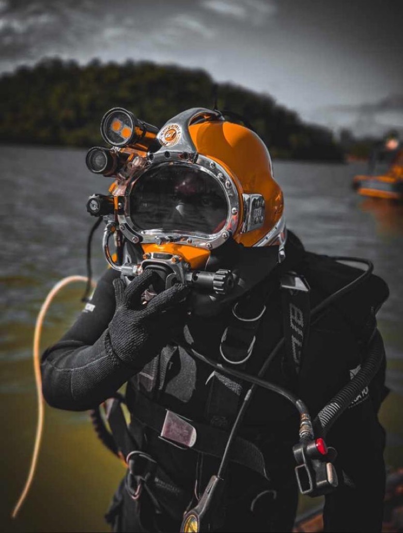 Aqua Port commercial diver in helmet